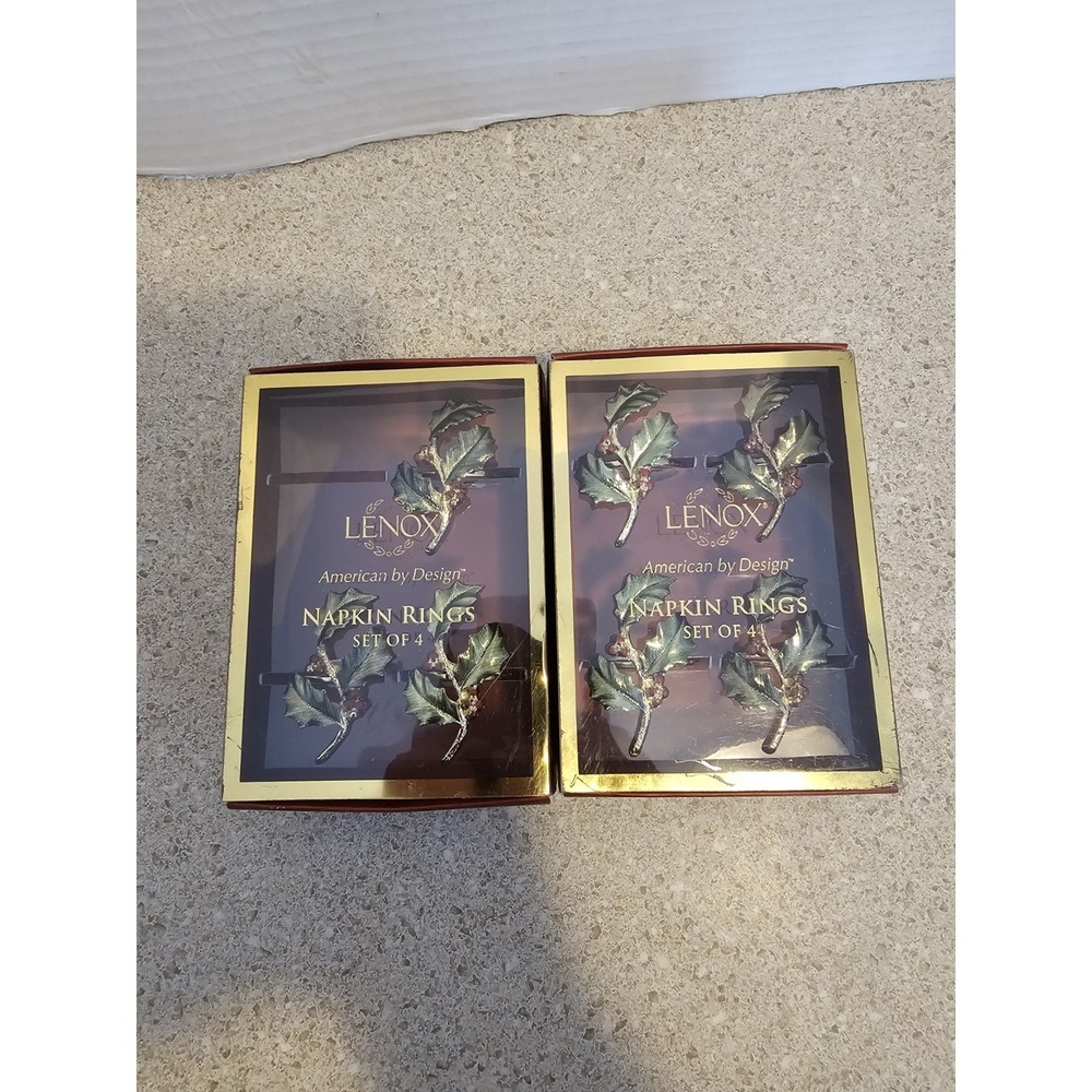 Lenox Corp American by Design Napkin Rings Sets of 7 Holly Berries Christmas